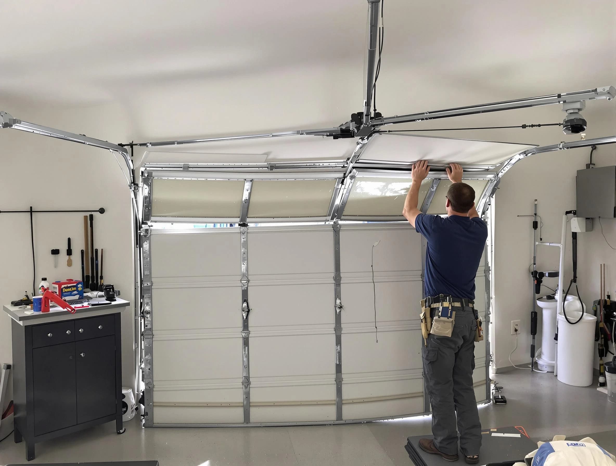 Lakewood Garage Door Repair specialist performing precise section replacement on Lakewood garage door