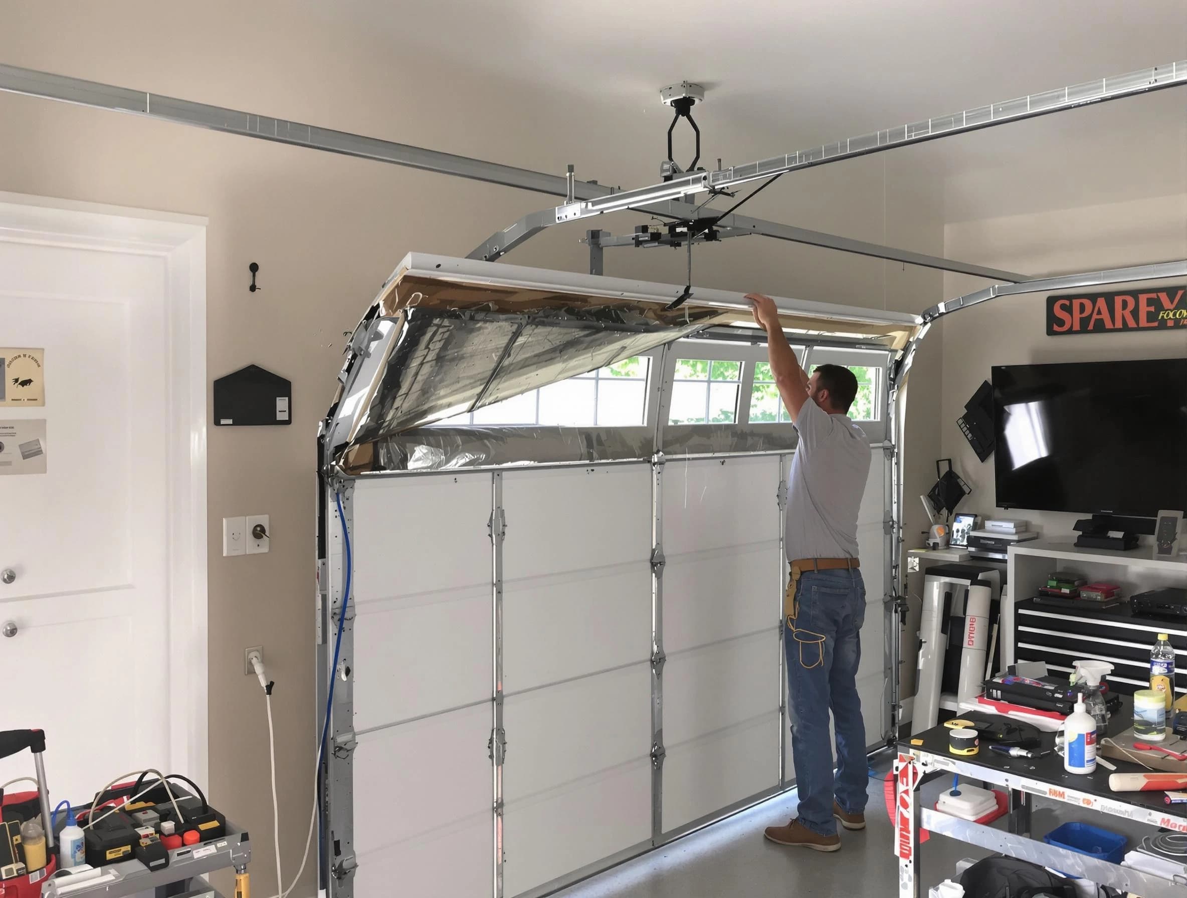 Garage door section replacement by Lakewood Garage Door Repair in Lakewood