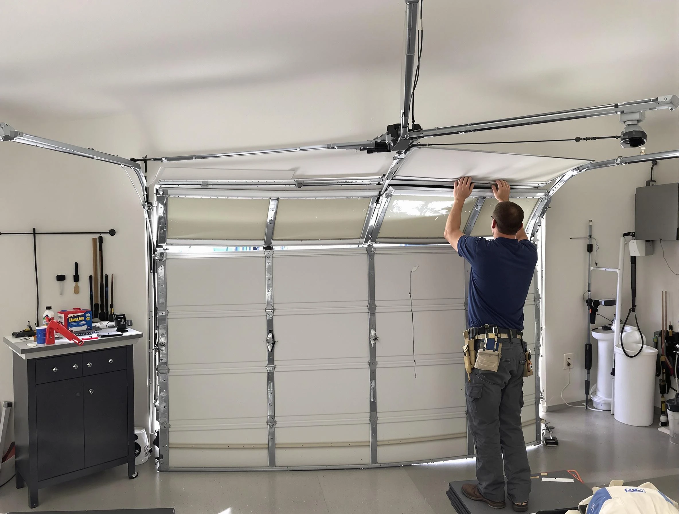Lakewood Garage Door Repair specialist performing precise section replacement on Lakewood garage door