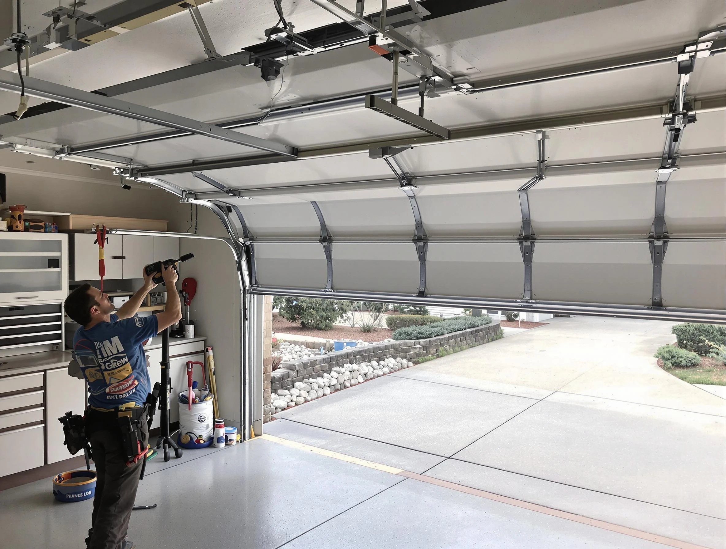 Garage door track repair service by Lakewood Garage Door Repair in Lakewood